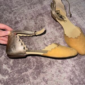 Fly London Size 41 10 Megs Mustard Yellow Gold Adorable Leather Suede Flats